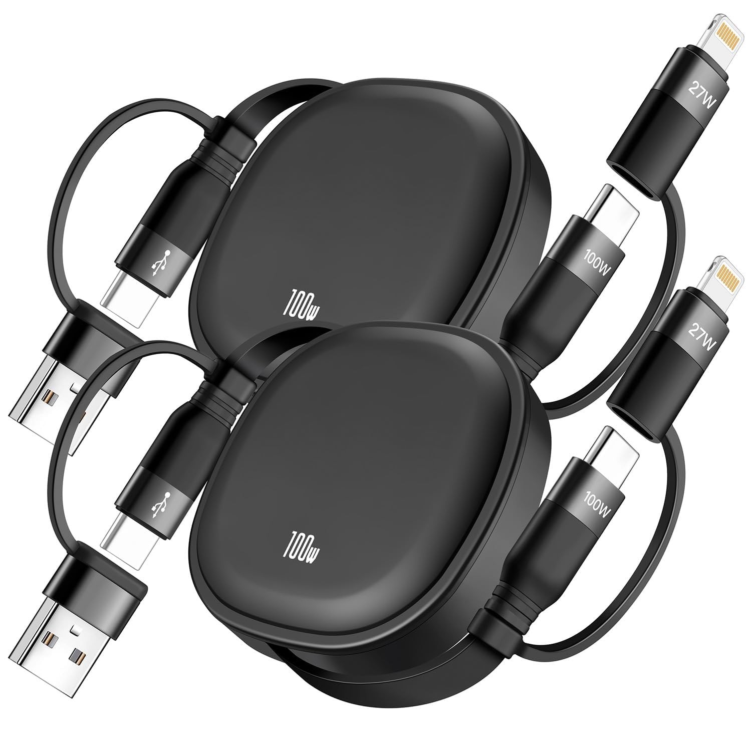 5 in1 Retractable USB Type C Cable 100W, 2Pack Multi Charging Cable 5A  (3.86ft)