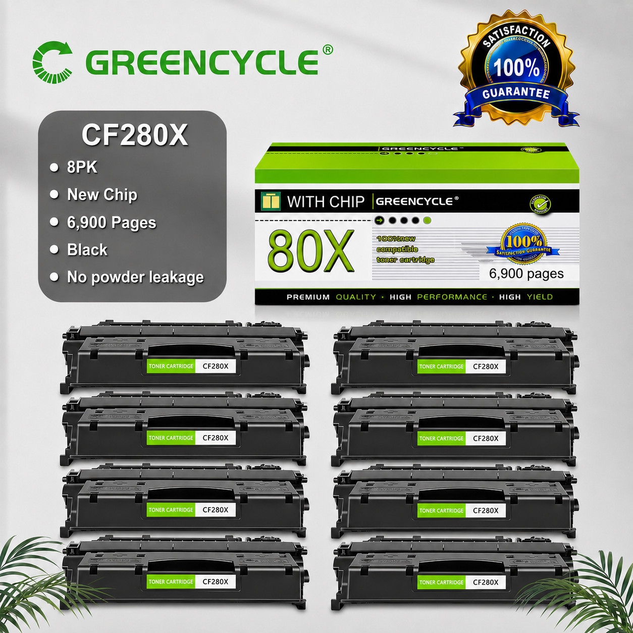 8PK CF280X High Yield Laser Toner Cartridge fit for HP LaserJet Pro 400 M425dn