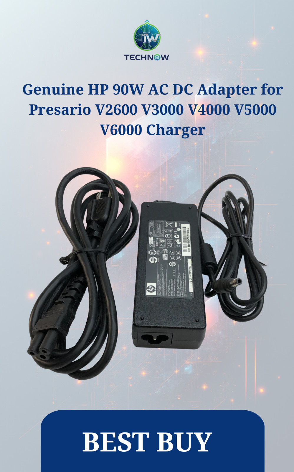 Genuine HP 90W AC DC Adapter for Presario V2600 V3000 V4000 V5000 V6000 Charger