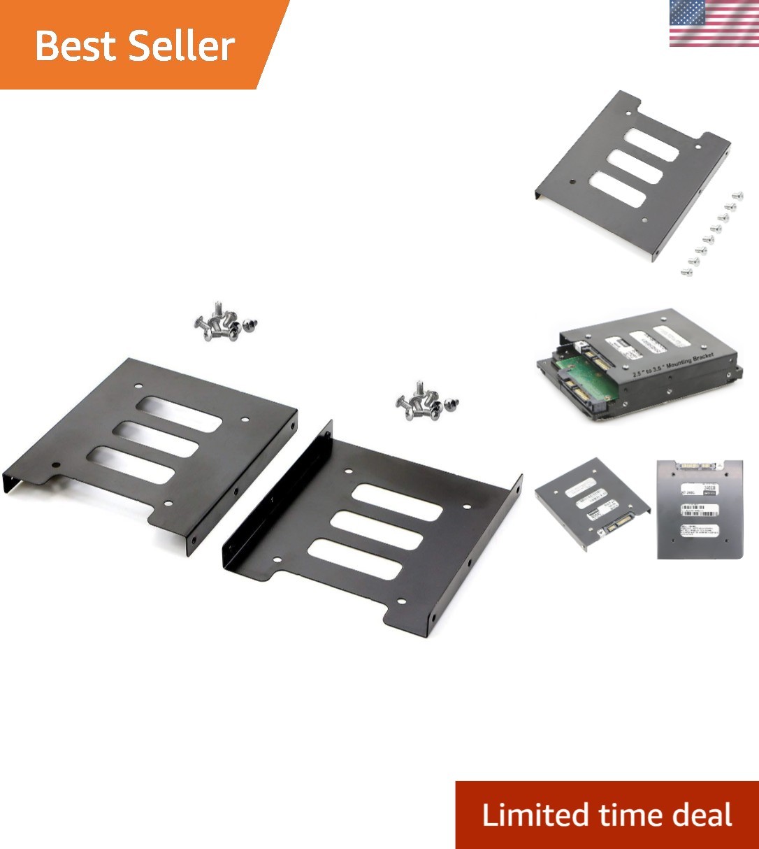 Transform Your PC Storage: 2 Pack Metal Brackets for 2.5" SSDs in 3.5" Bays