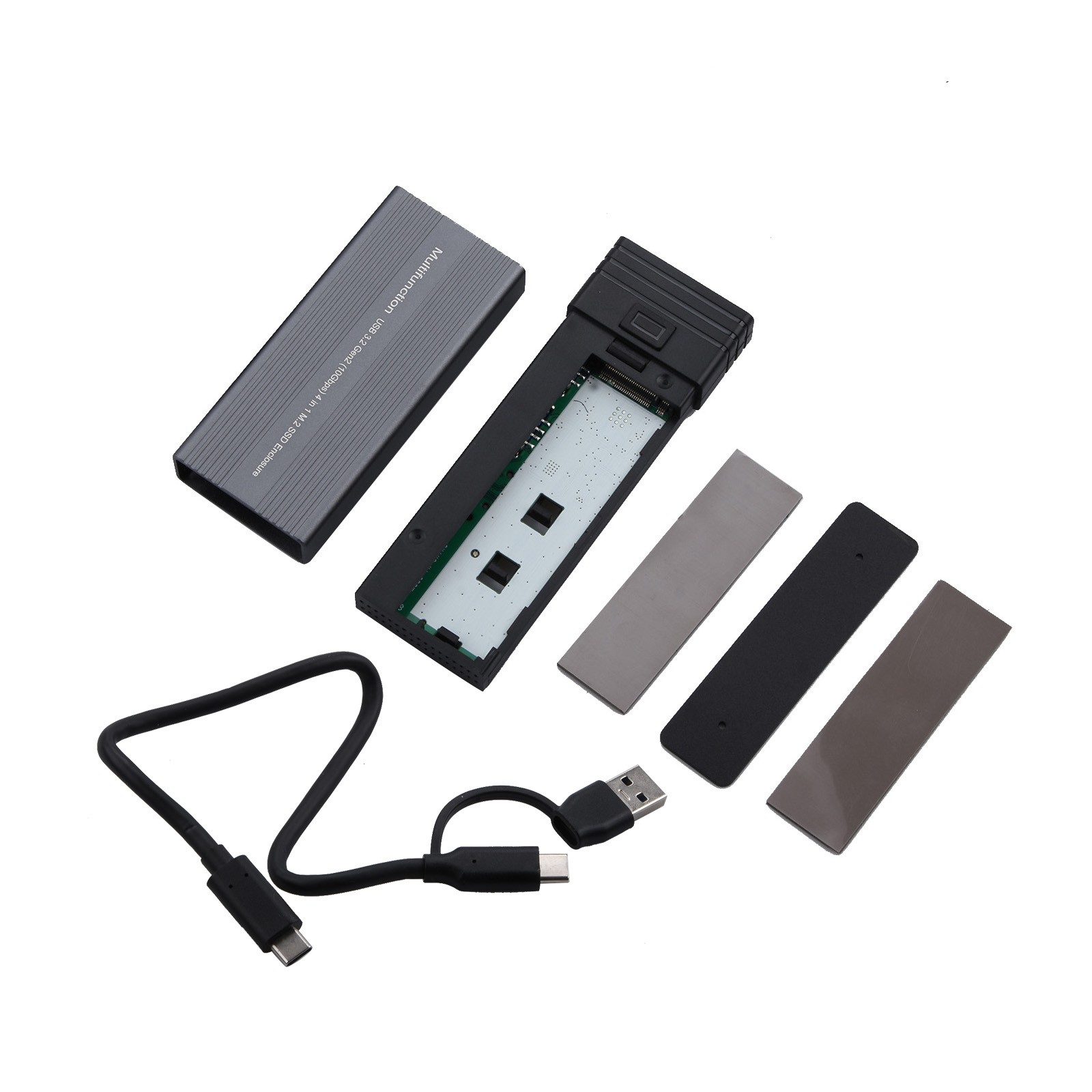 1* 10Gbps Mobile External SSD Adapter Case Multi-Functional USB Hub Design