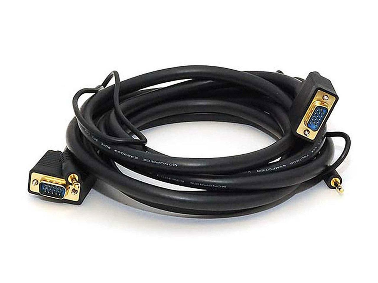 Monoprice 10ft Super VGA HD15 M/M CL2 Rated Cable w/ Stereo Audio and Triple Shi
