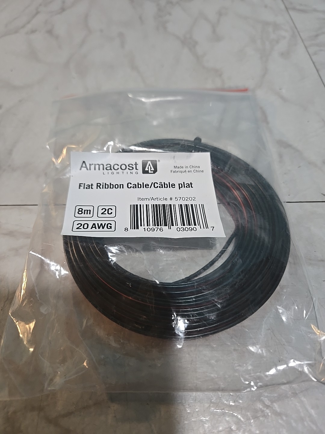Armacost Lighting 24 ft. (8 m) 20 AWAG/2C Red/Black Flat Ribbon Cable