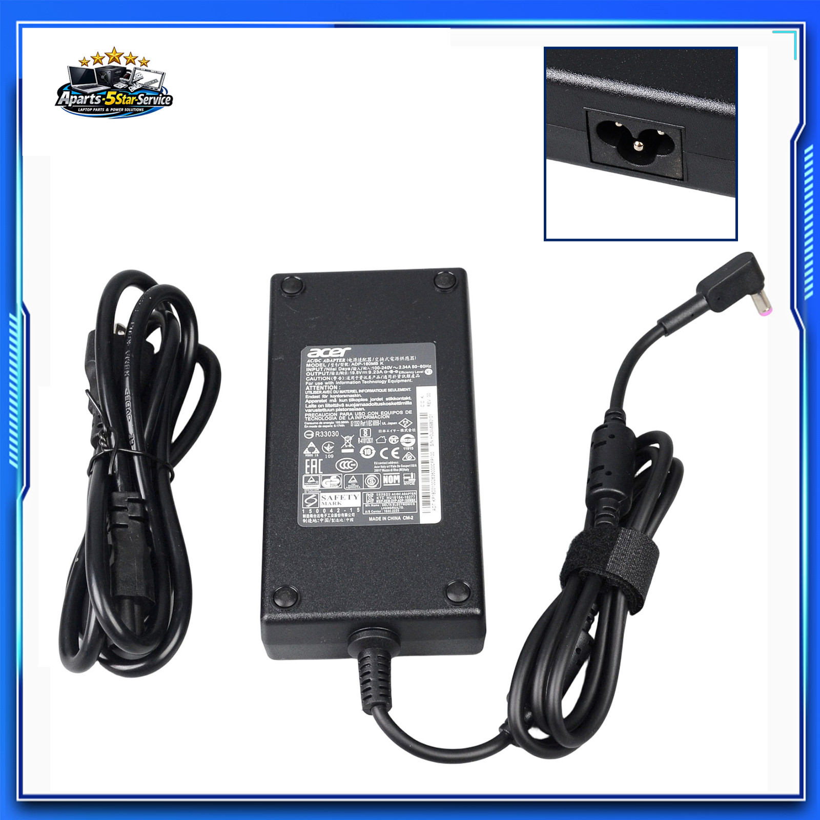 For Acer Nitro 5 AN517-54-79L1 180W 19.5V 9.23A AC Adapter Charger