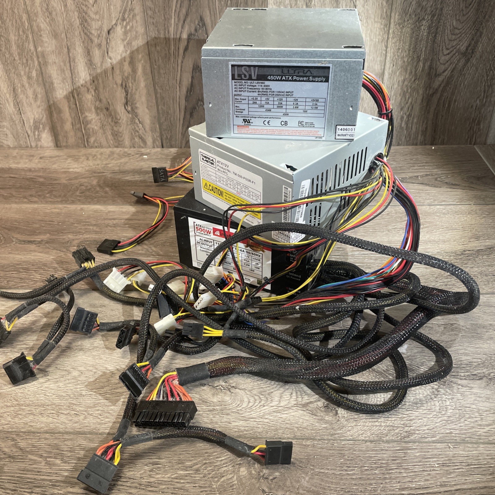 Lot of 3 Desktop PC ATX Power Supplies 450W 500W Inland Modular W/ Cables Ultra