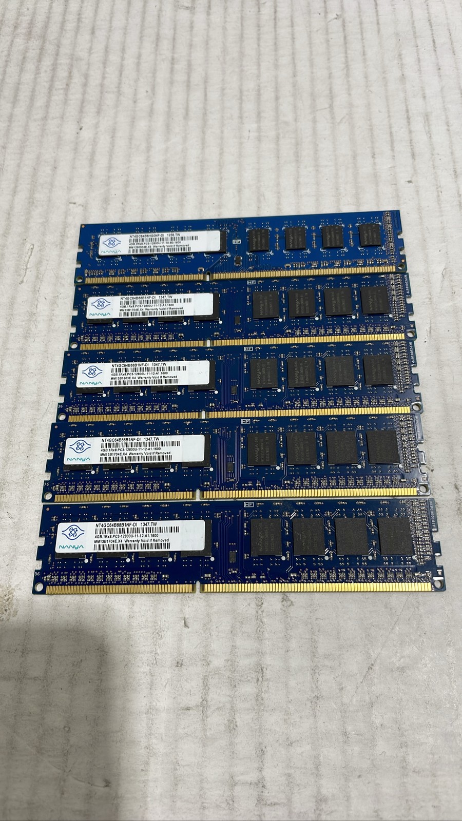 Nanya NT4GC64B88B1NF-DI 4GB DDR3 PC3-12800U Desktop RAM Memory Modules Lot of 5