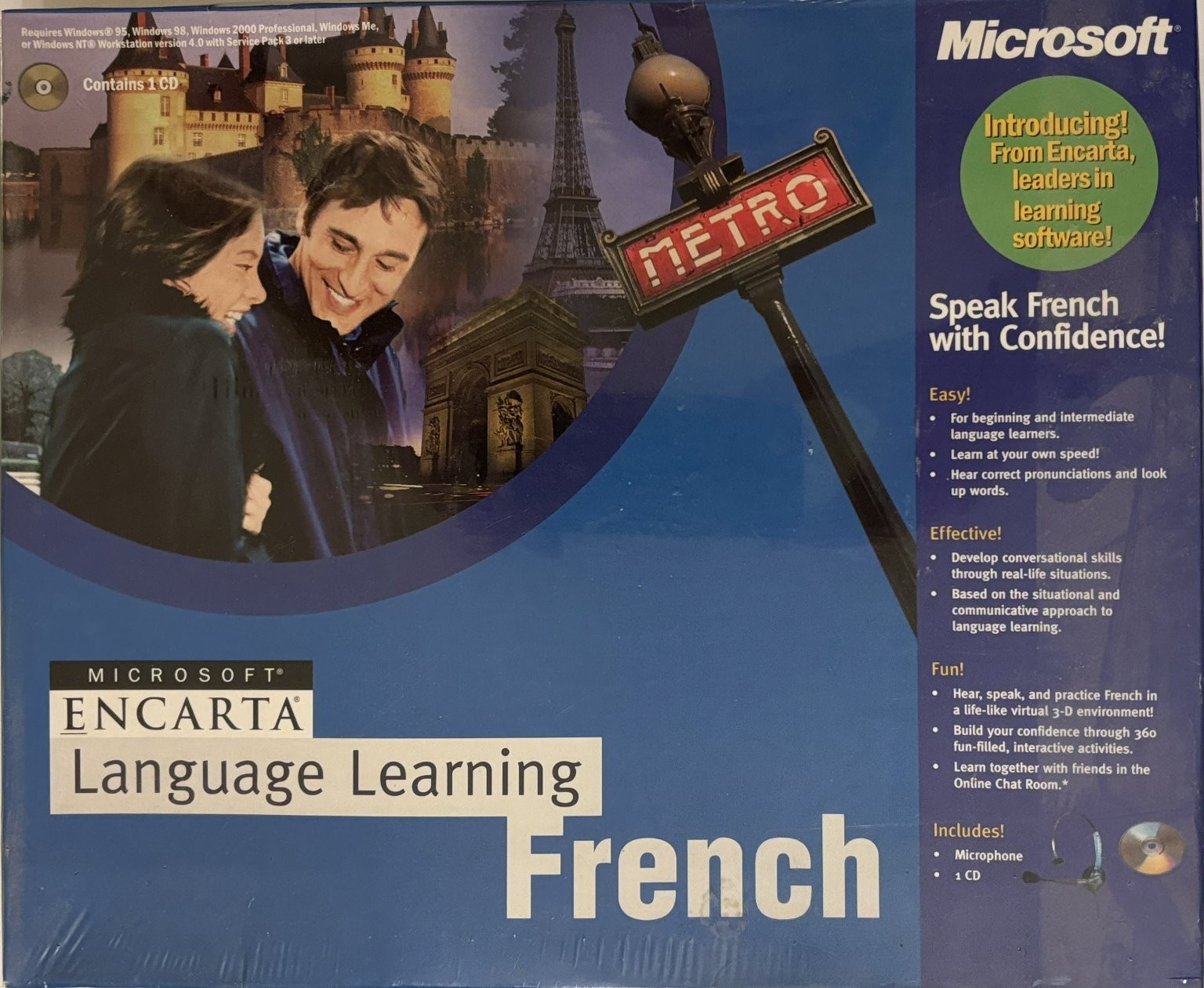 Microsoft Encarta Language Learning French Software CD Windows 95 98 ME 2000 NT