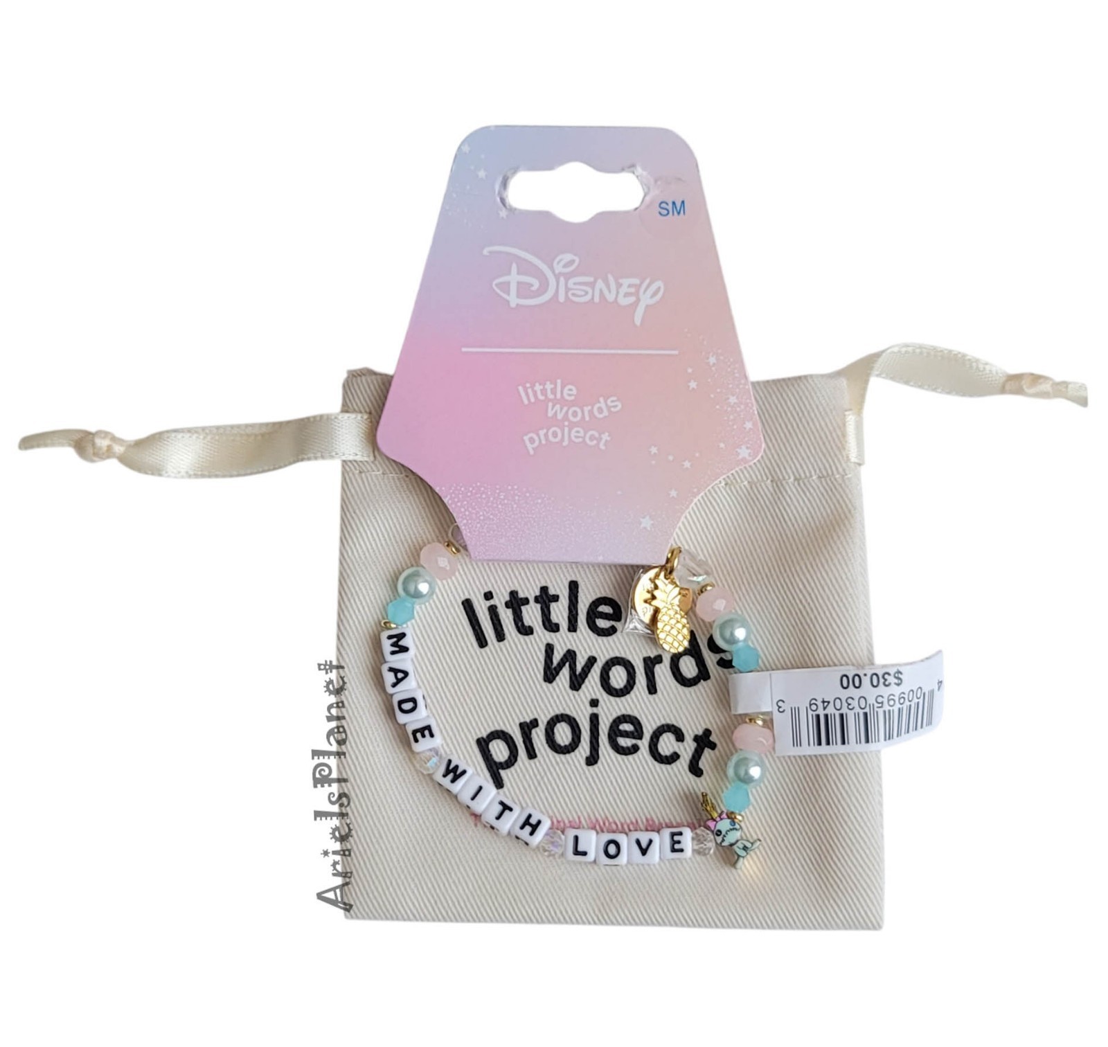 Disney Parks Little Words Project Scrump Made with Love Bracelet & Pouch - SM
