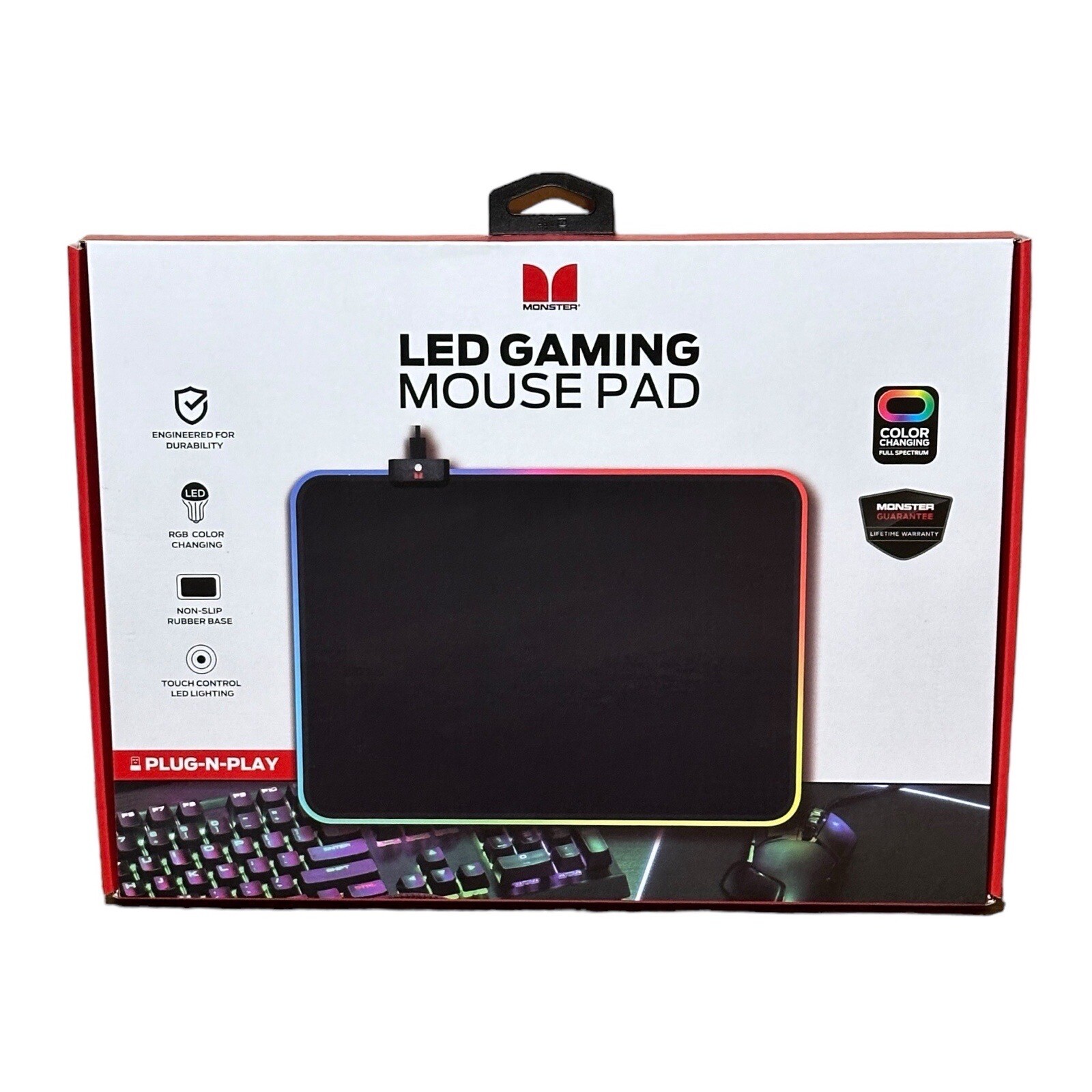 Monster Rogue LED Gaming Mousepad RGB Color Changing Large 14x10 New in Box