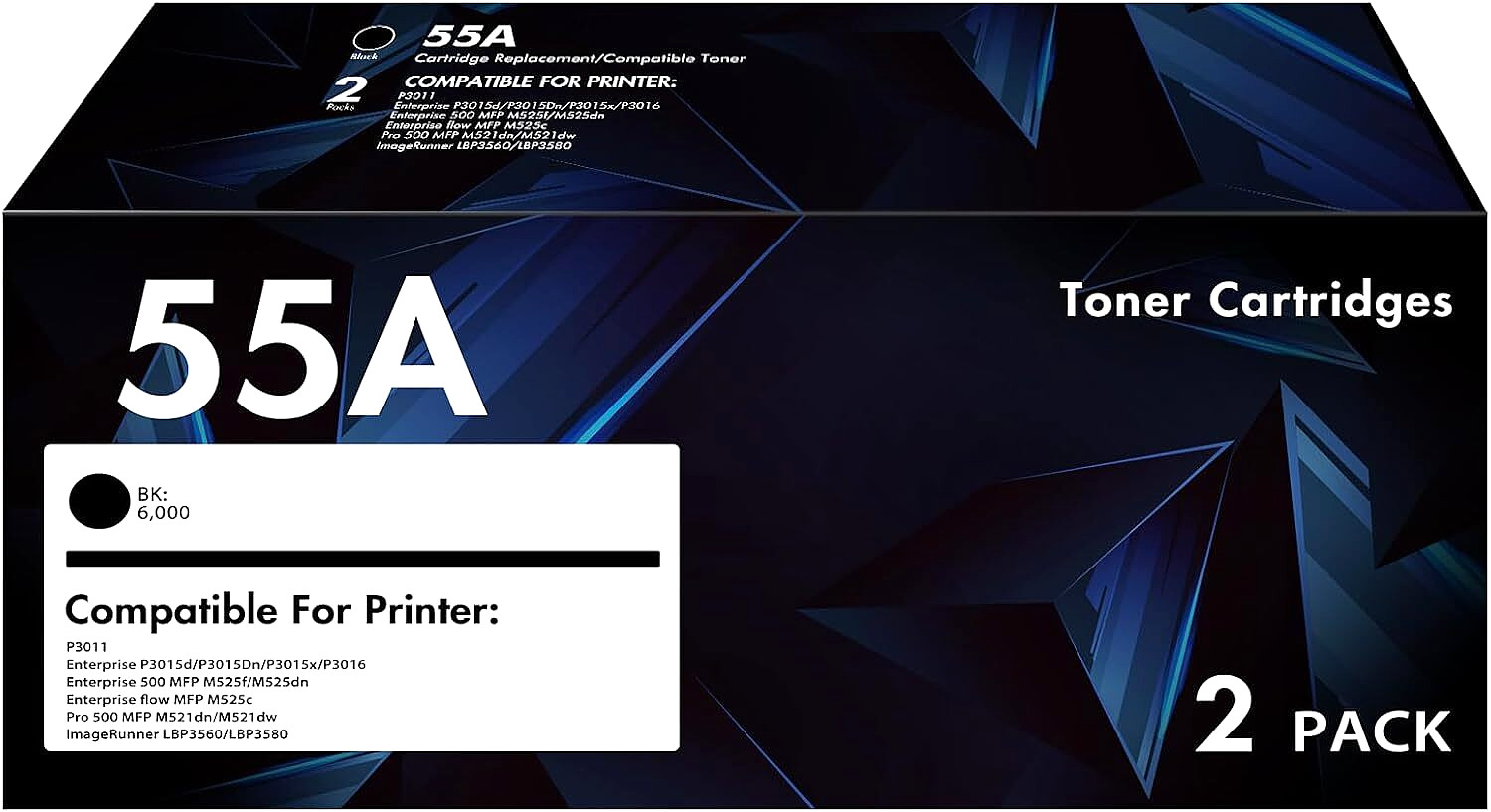 55A Black Toner Cartridge for HP LaserJet P3015 & HP Pro 500 MFP M521/M525 Serie