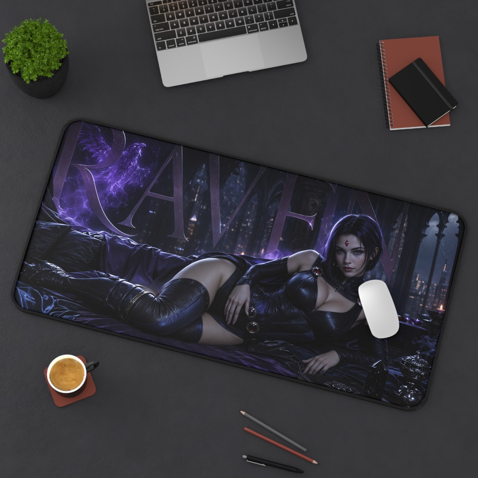 DC Comics Raven Mouse Pad, Extended Gaming Desk Mat, XXL Heroine Pad