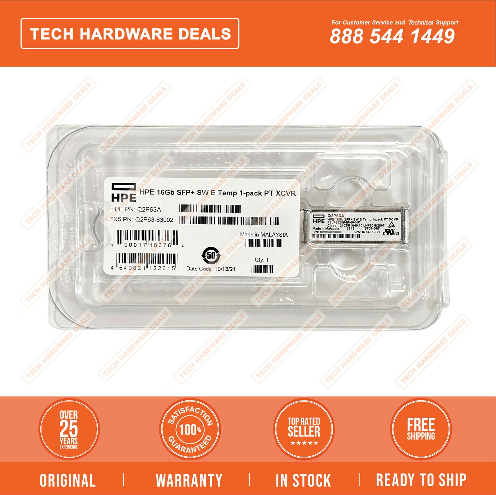 878405-001  NEW SEALED HPE 16Gb SFP+ SW E Temp 1-pack PT XCVR