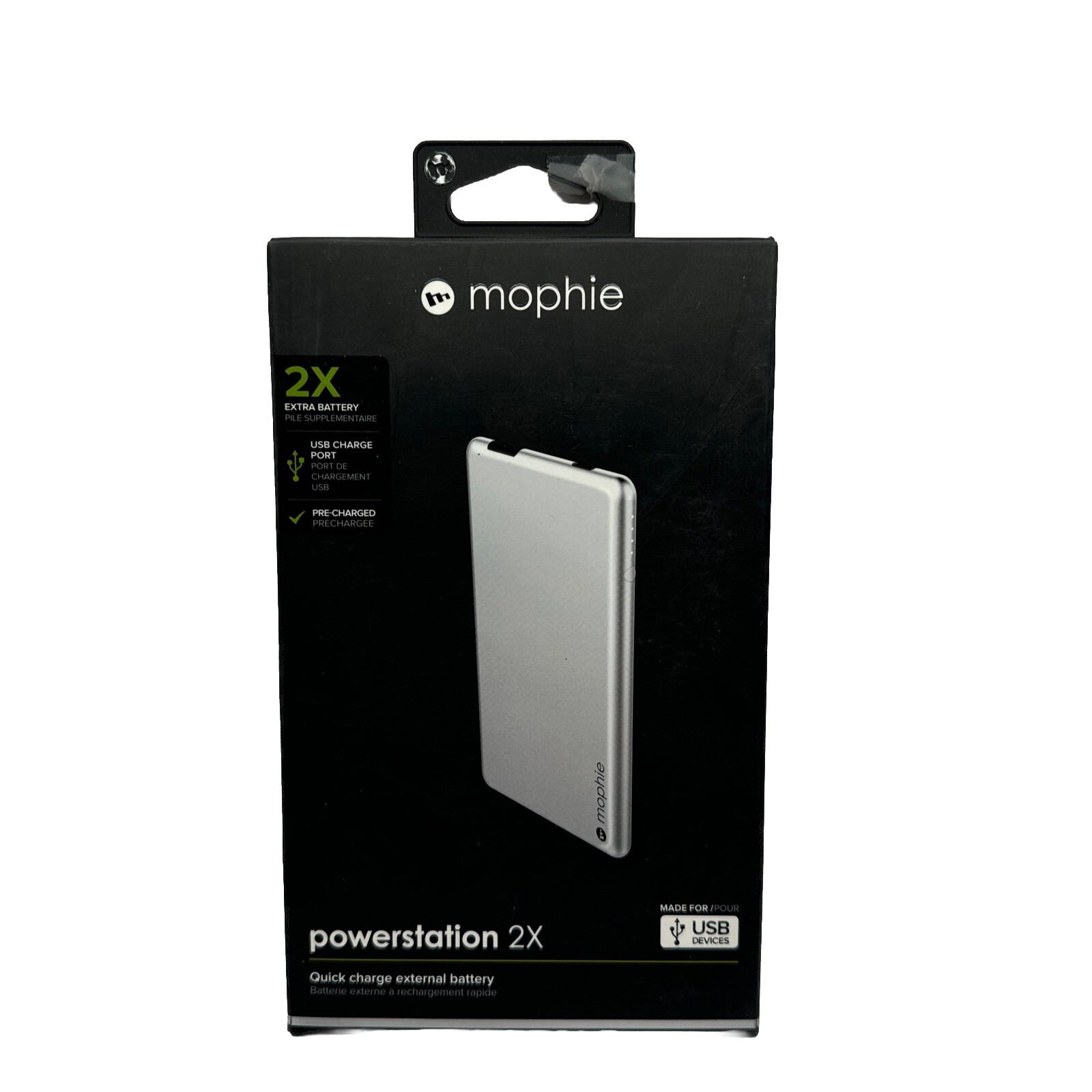  MOPHIE POWERSTATION 2X EXTERNAL BATTERY 2.4 Amp 4000 mAh - Silver