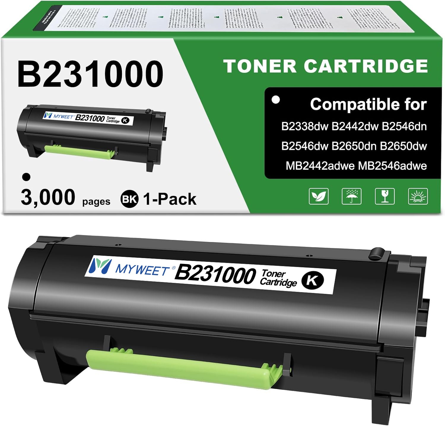 Compatible B231000 High Yield Black Toner for B2338 B2442 B2546 B2650 MB2546