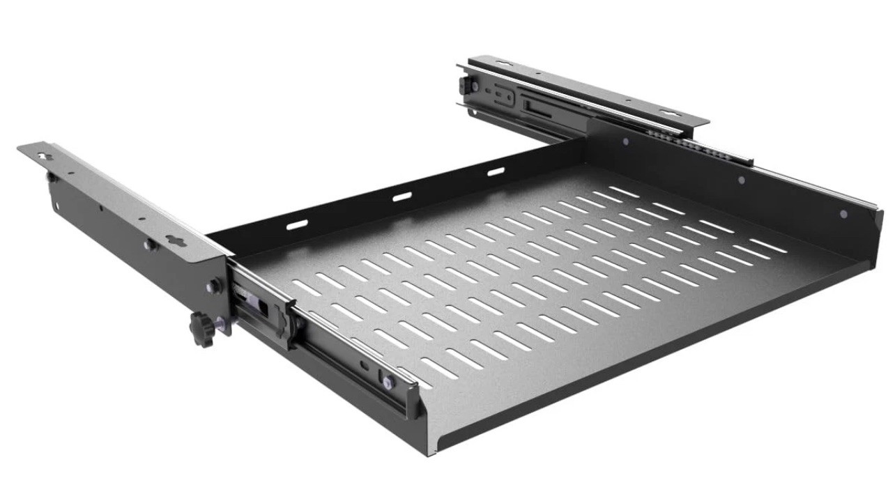Sliding Under Desk Laptop Mount, Metal Laptop Mount with Air Vents, Under Desk 