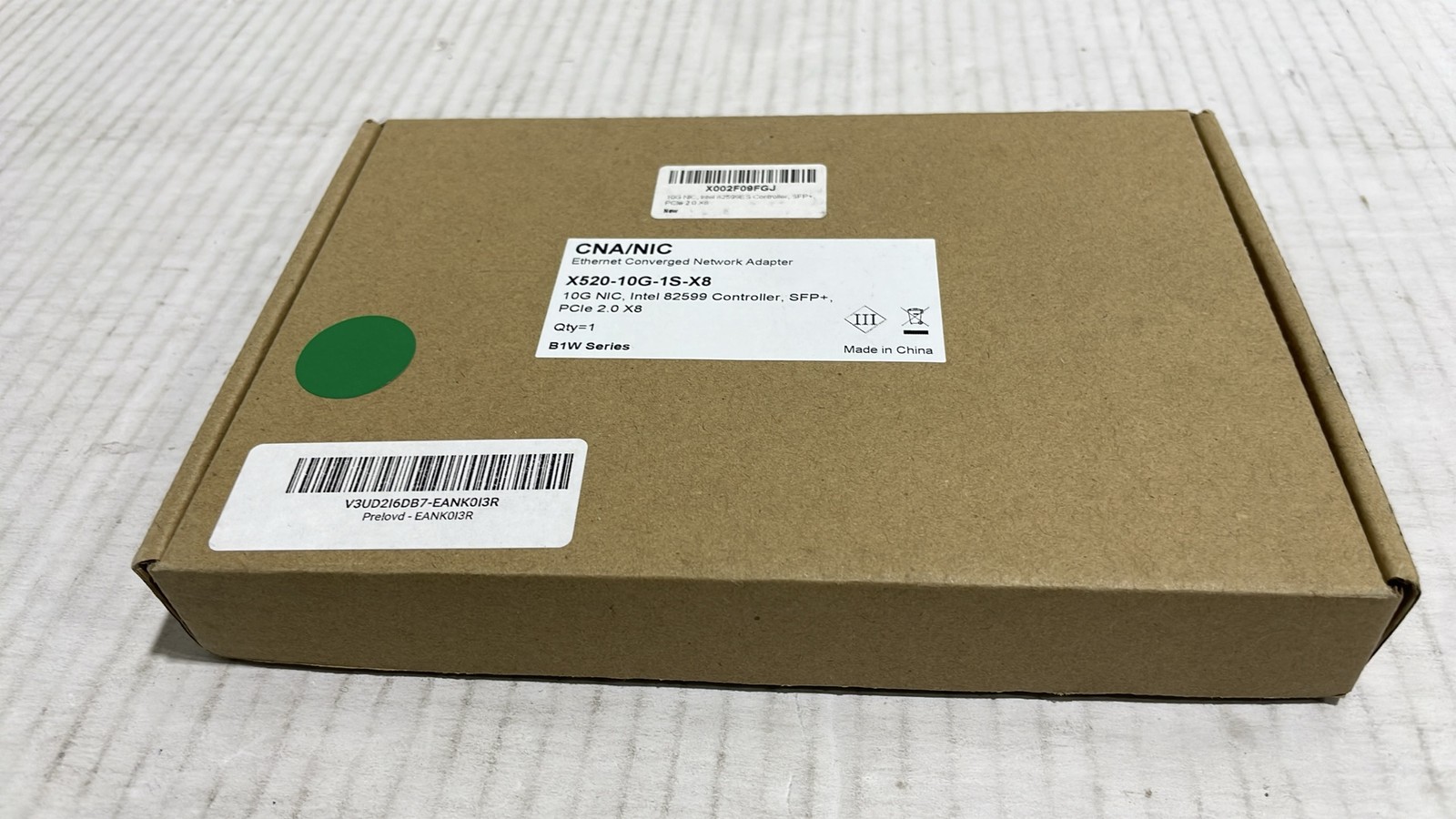 X520-10G-1S-X8 10Gb SFP+ NIC Intel 82599 PCIe 2.0 x8 B1W Series