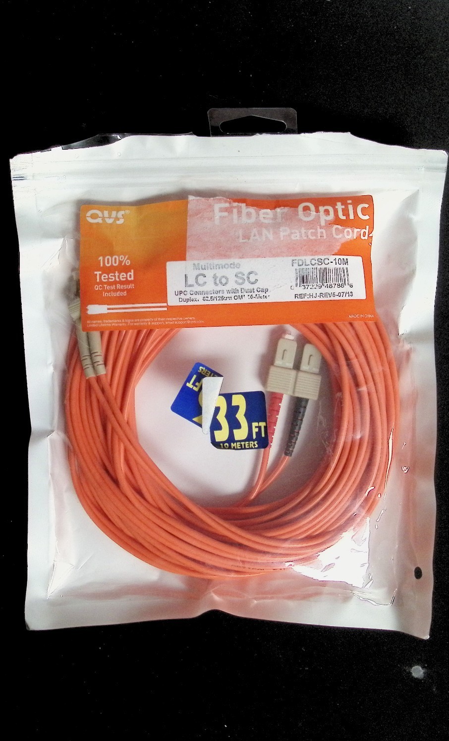 QVS Multimode LC to SC Fiber Optic Patch Cord (Model: FDLCSC-10M)