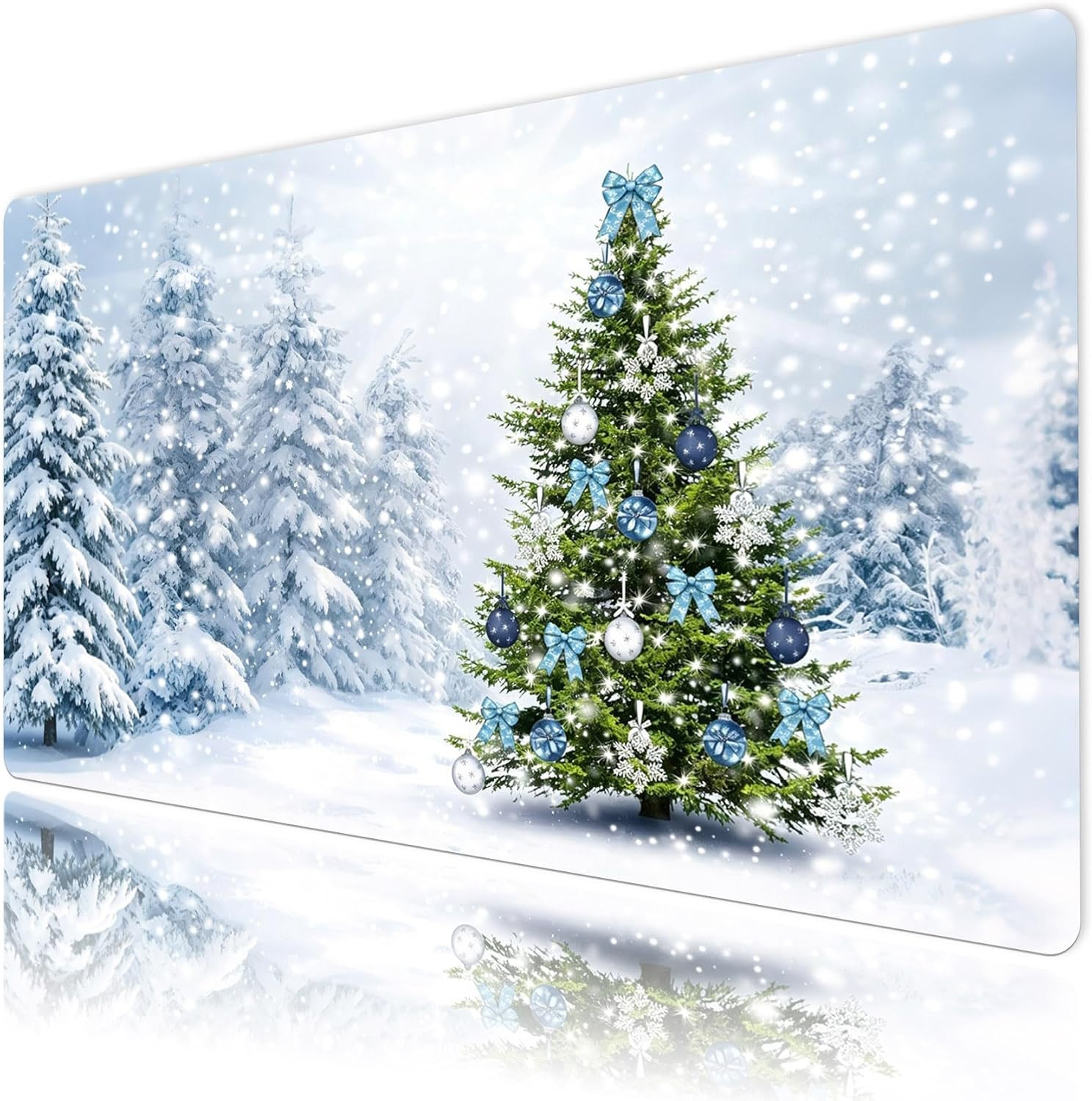 Winter Christmas Mouse Pad, Non-Slip Rubber Base, 15.75L X 31.5W Inch
