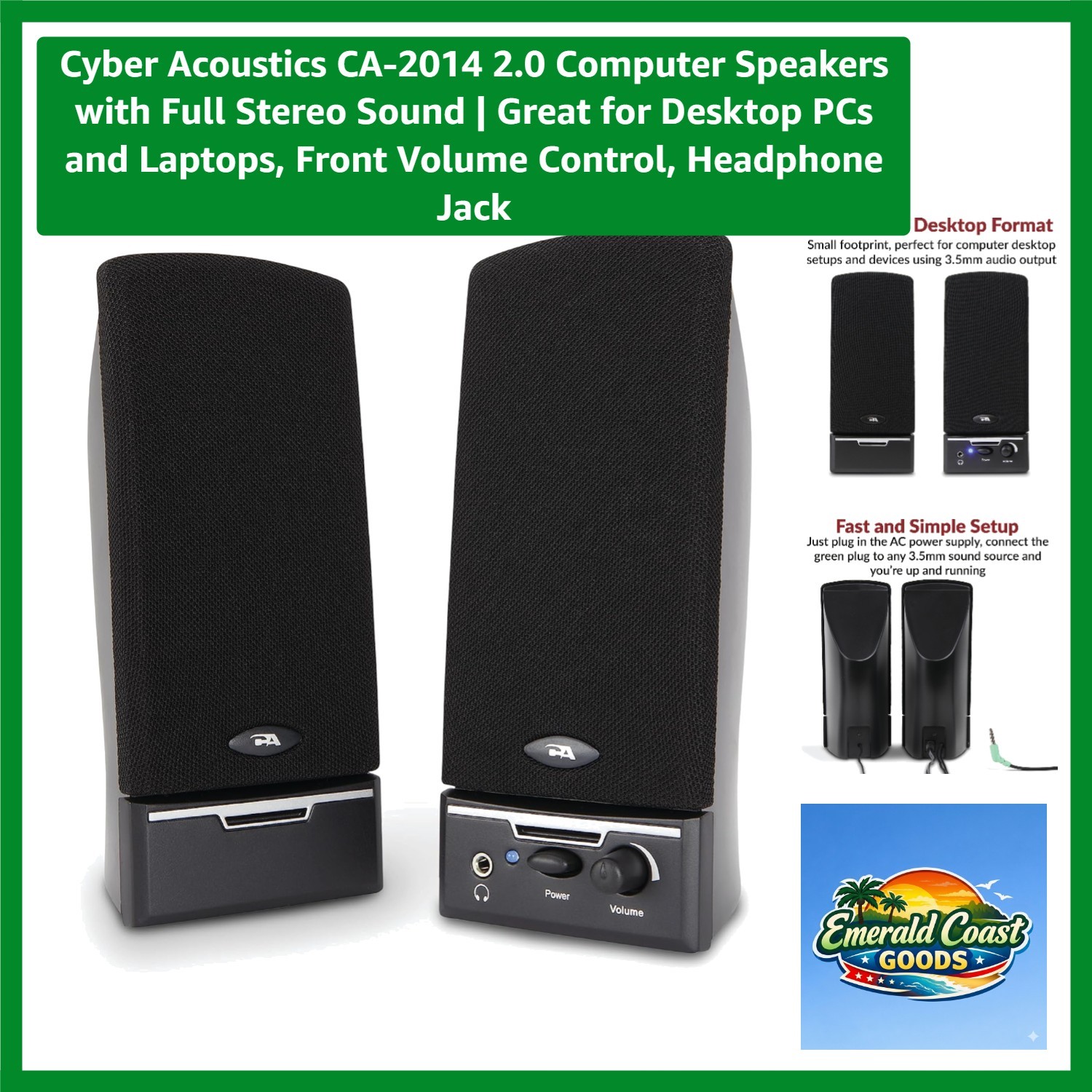 CA-2014 2.0 Computer Speakers with Full Stereo Sound | Great for Desktop PCs ...