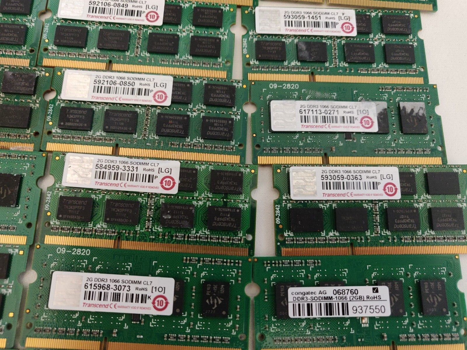 26x Transcend TS256MSK64V1U 2GB DDR3 1066 PC3-8500 SoDIMM CL7 memory Modules