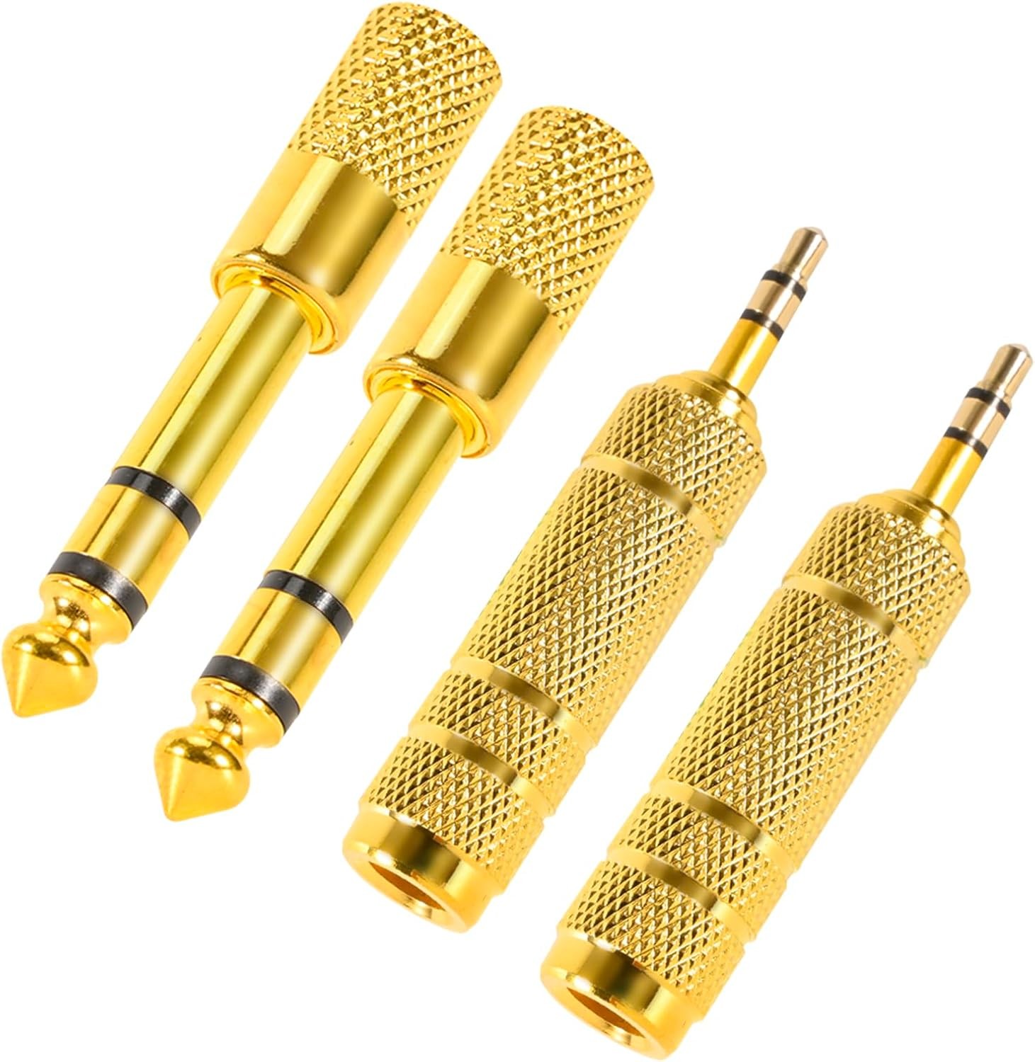 4 Pack Headphone Jack Adapter - 3.5mm (1/8 inch) Male to 6.35mm (1/4 Gold 