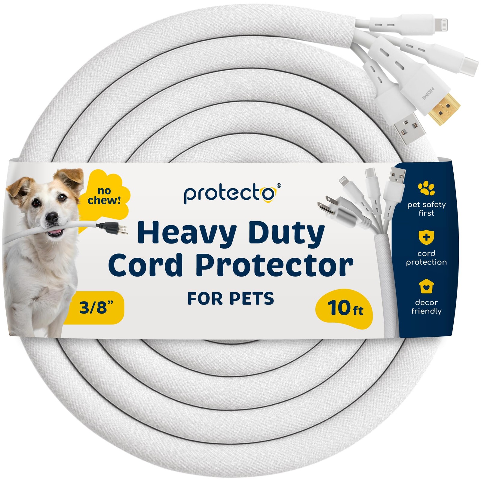 Heavy Duty Dog & Cat Cord Protector 10ft Long Sleeve, Easy-to-Use 3/8 in Cord...
