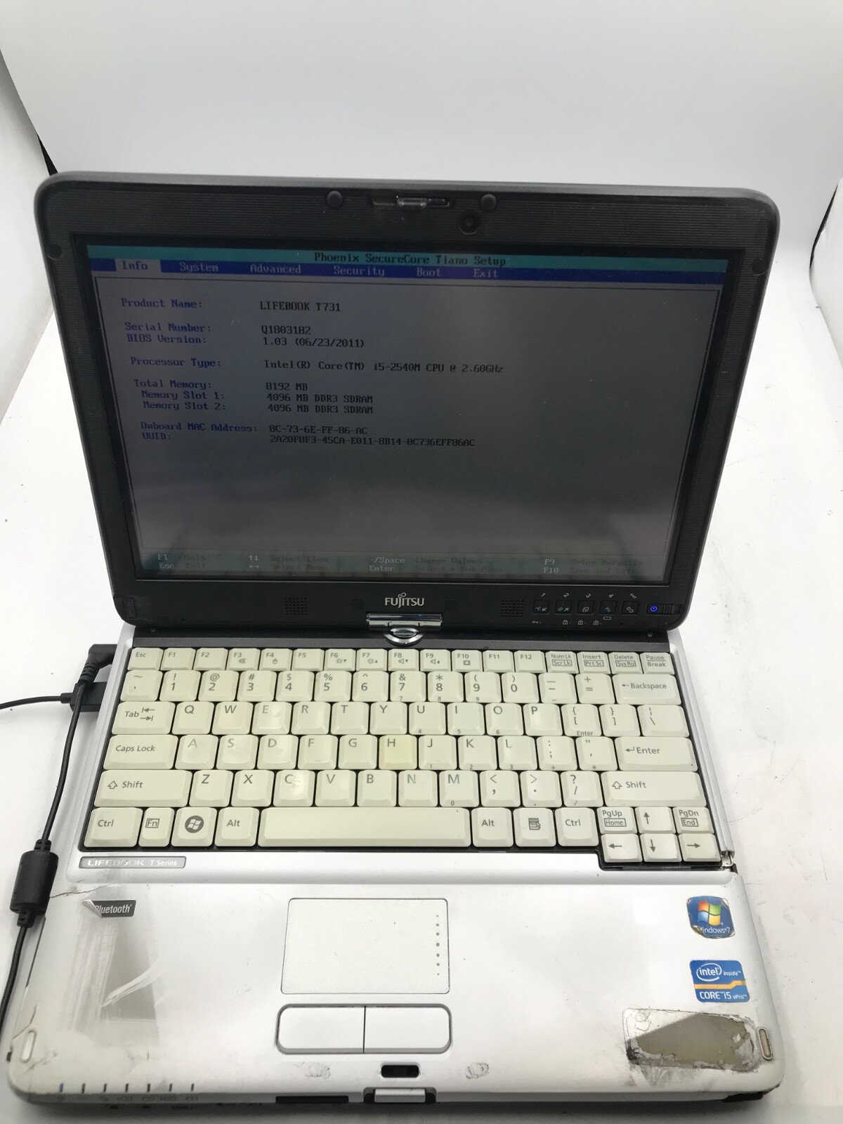 Fujitsu LifeBook T731 13" Laptop Intel Core i5-2540M -Case Damage/Bad KB -MZ