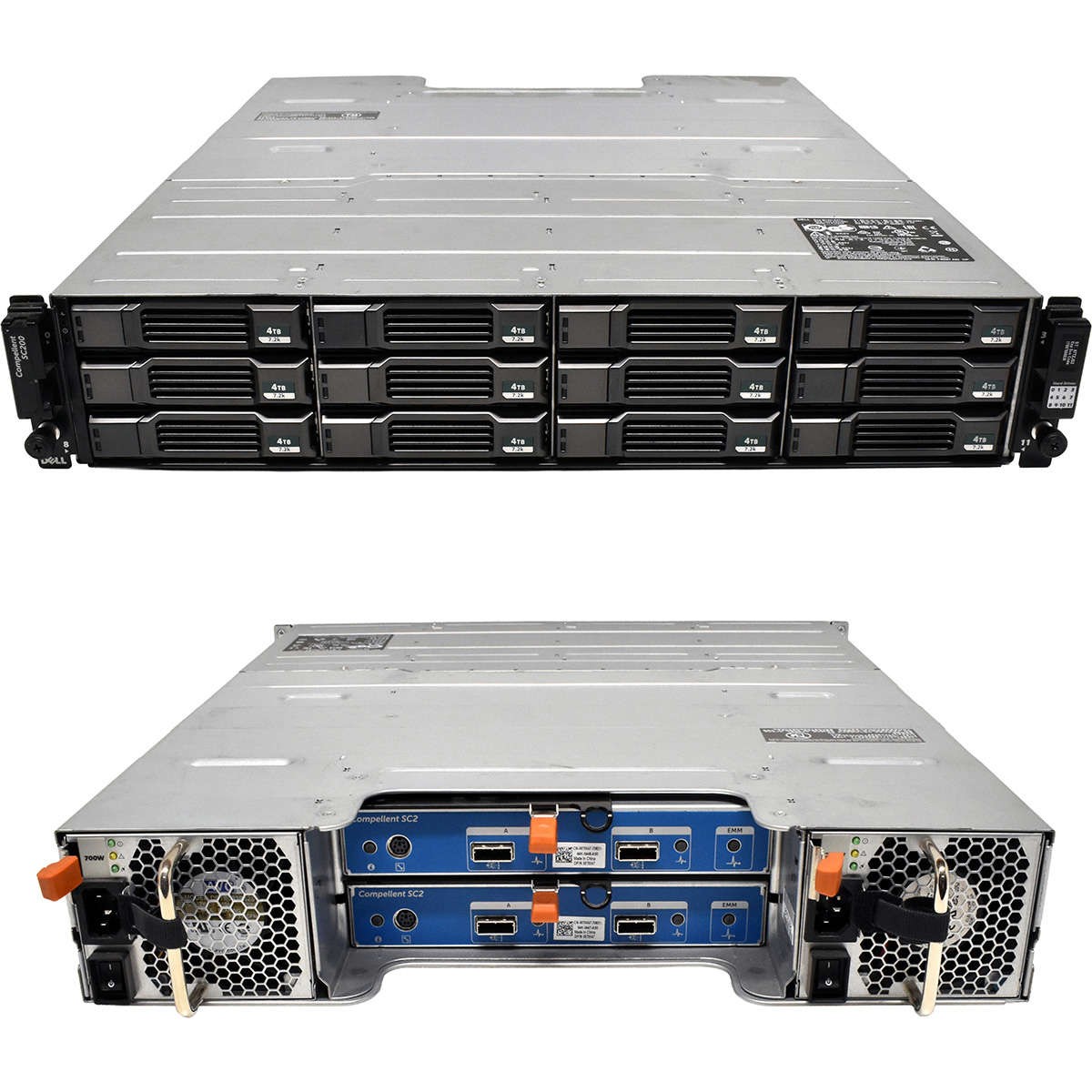 Dell Compellent SC200 2x SC2 E09M005 Controllers 11x 4TB 3.5" HDD 1x Caddy 2x PSU