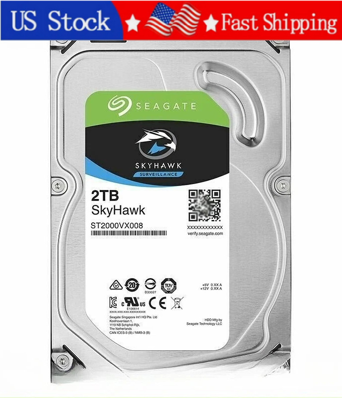 NEW Seagate ST2000VX008 SkyHawk 2TB 64MB 3.5" SATA CCTV NVR Surveillance HDD
