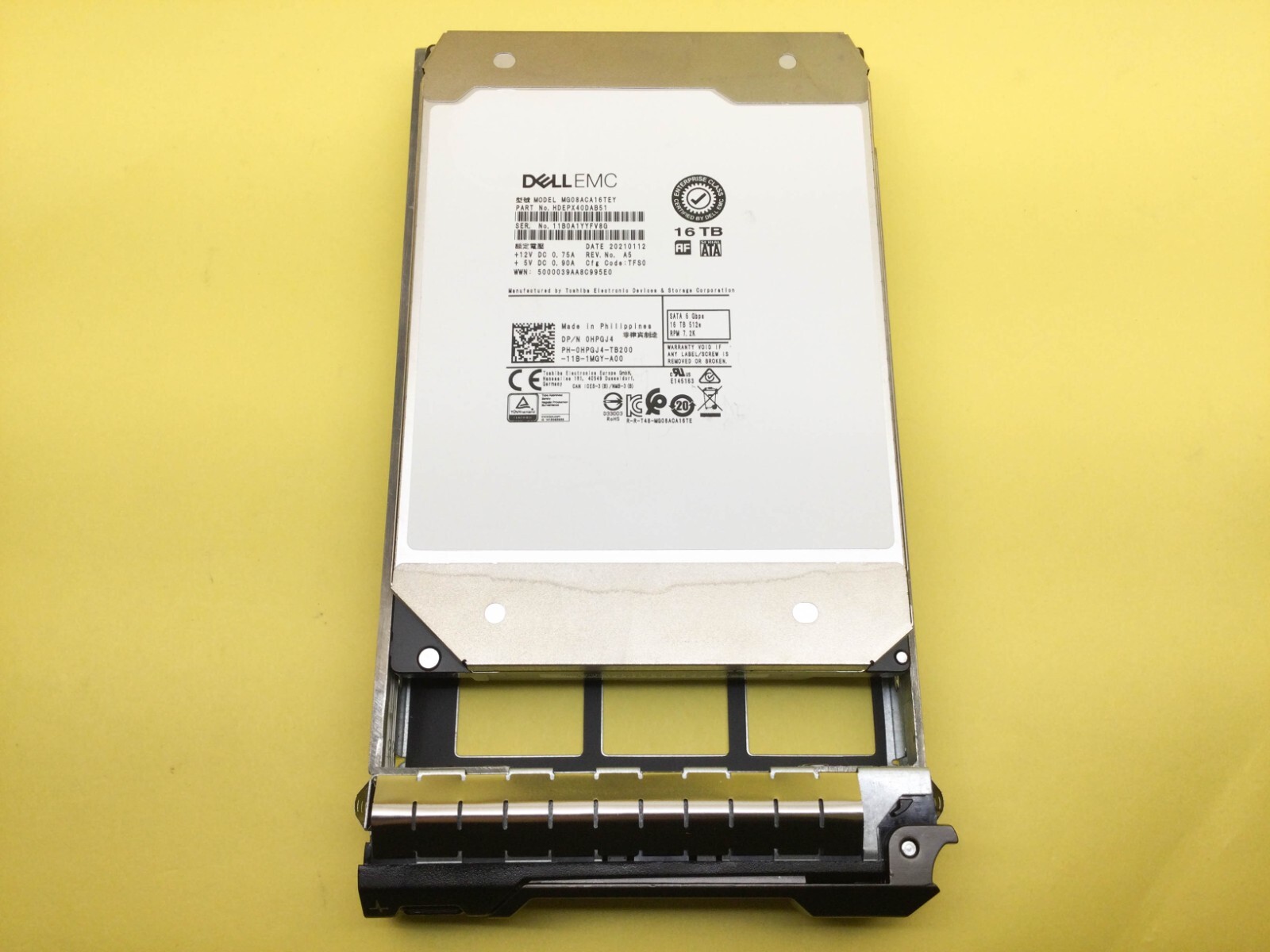HPGJ4 DELL EMC 16TB 7.2K SATA 6Gb/s 3.5" ENT 512e HDD 0HPGJ4 MG08ACA16TEY
