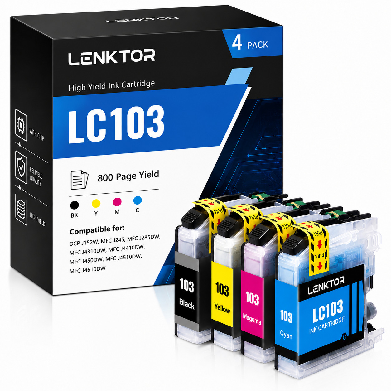 LC103 4PK High Yield Ink Cartridge for MFC-J470DW J450DW J870DW J6520DW J6920DW