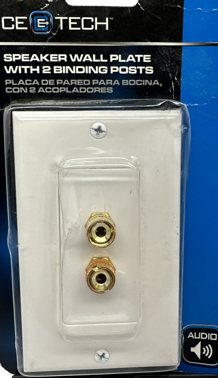 Commercial Electric Tech 190638 White Speaker Wall Plate 2 Binding Posts