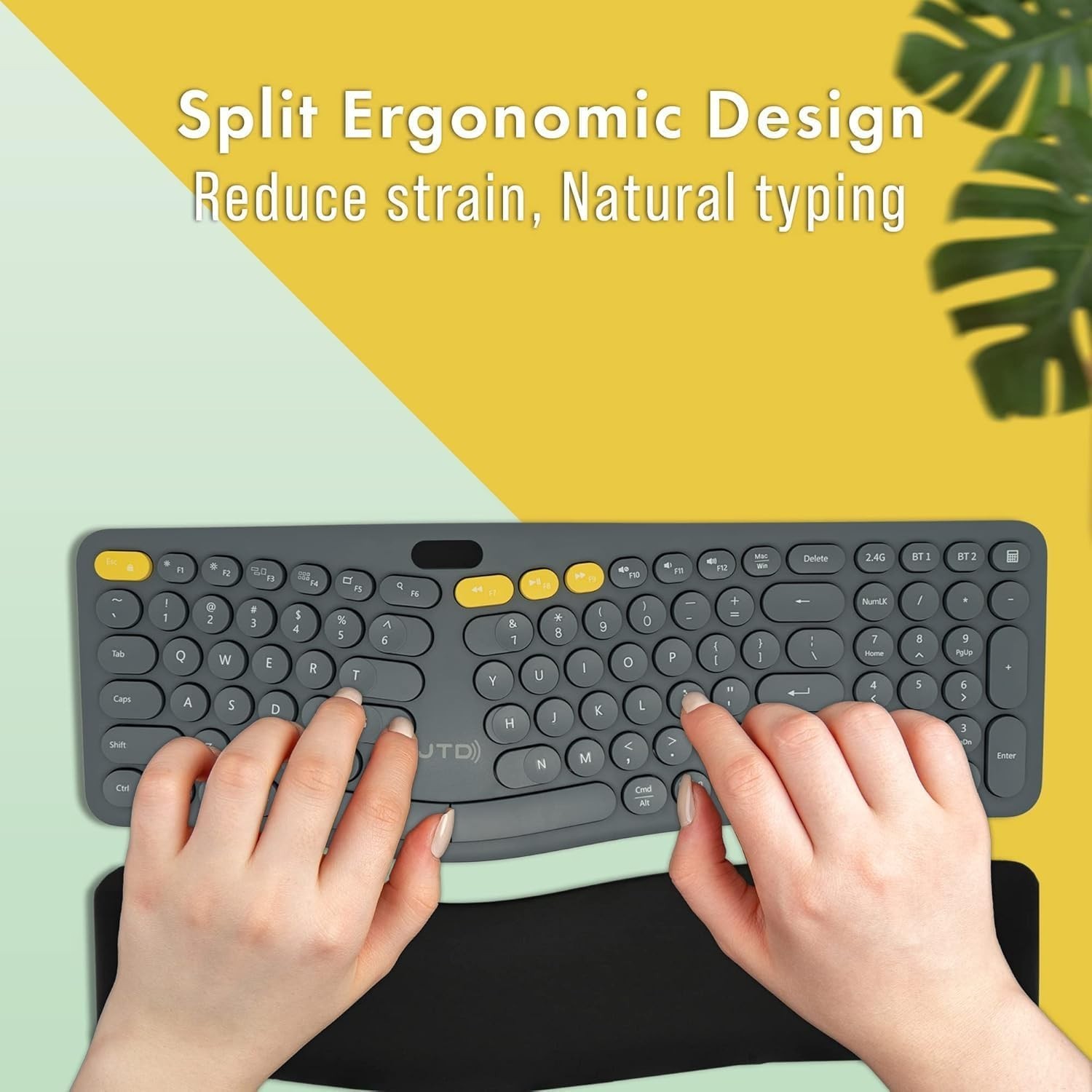 J-Tech Digital ProType S Ergonomic Split Keyboard Wireless Bluetooth LCD Display