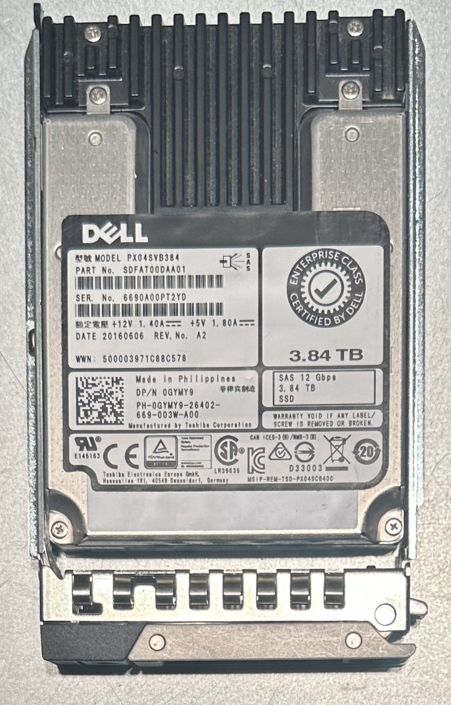 GYMY9 DELL PX04SVB384 2.5" 3.84TB SAS 12G MU SSD Solid State Drive