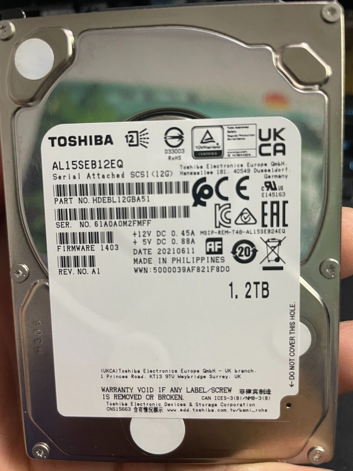 Toshiba AL15SEB12EQ 1.2TB 2.5 Inch Enterprise Server Hard Drive Tested SAS HDD