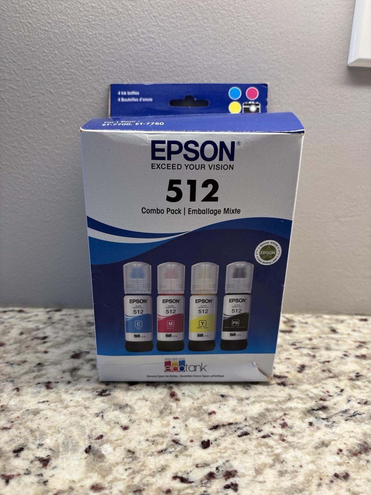 Epson 512 Ink Bottle 4-Pack for ET-7700 ET-7750 Genuine New Sealed Exp 07/2025