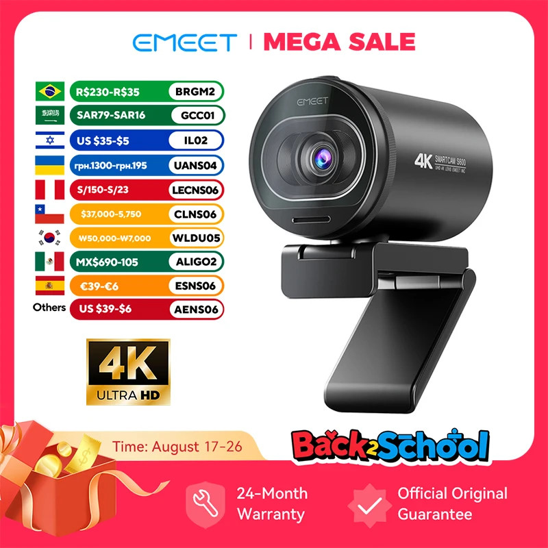 S600 4K Webcam 1080P 60FPS Autofocus USB Camera Streaming YouTube Live Tiktok