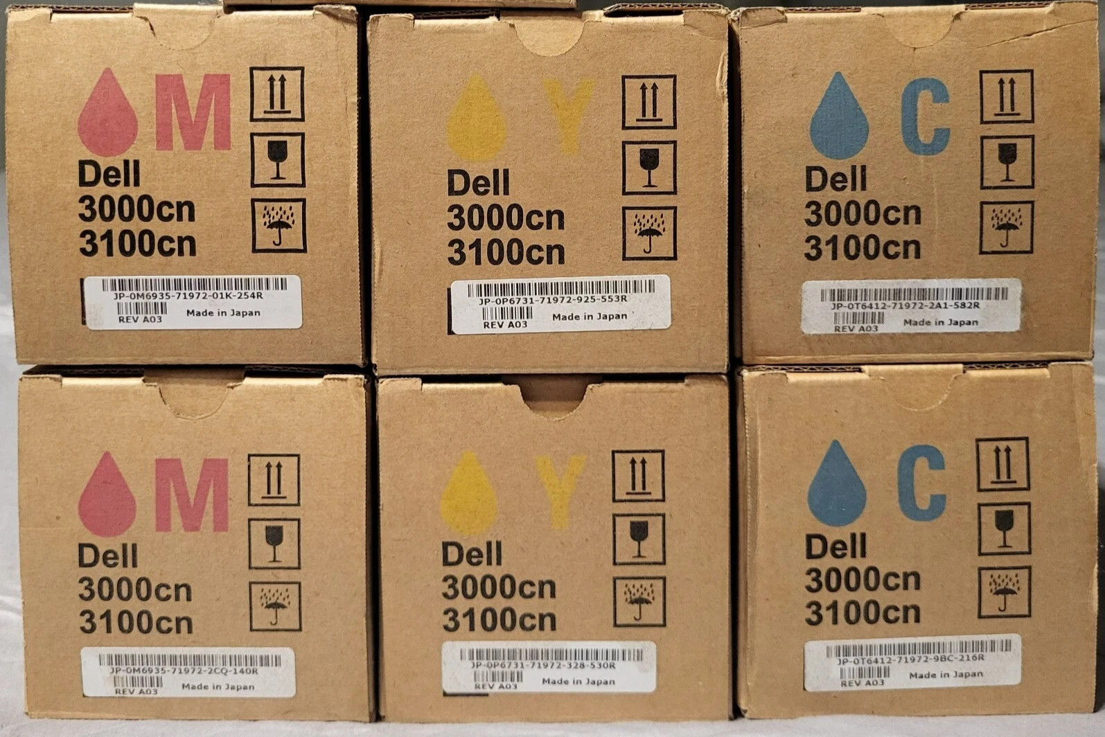 6 Dell 3000cn 3100cn Toner OEM NEW NIB  (2) Cyan (2) Magenta (2) Yellow