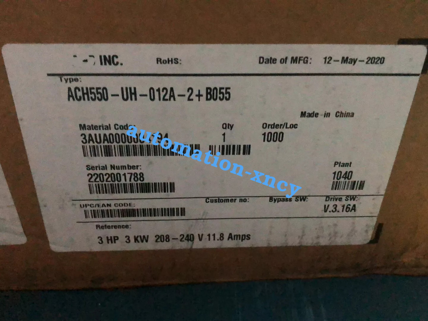 1pc for new ACH550-UH-012A-2+B055 (by Fedex or DHL)