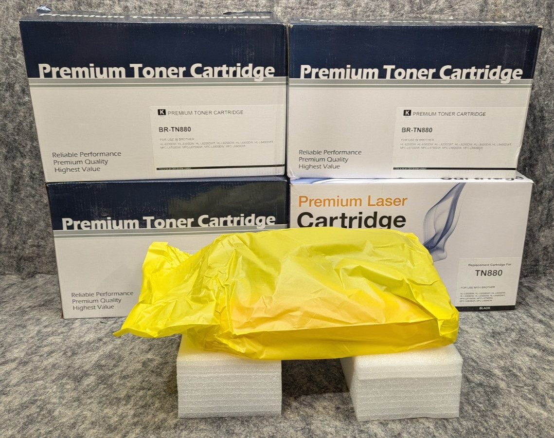 4PK TN880 High Yield BK Toner Cartridge For Brother TN850 HL-L6200DW MFCL6300DW