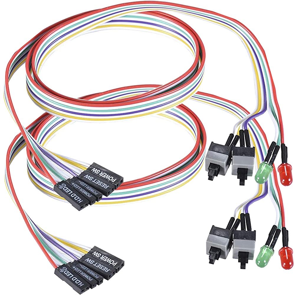 2 Pack 2Pin PC Power Switch Cable 27inch Desktop On Off Reset Push Button ATX...