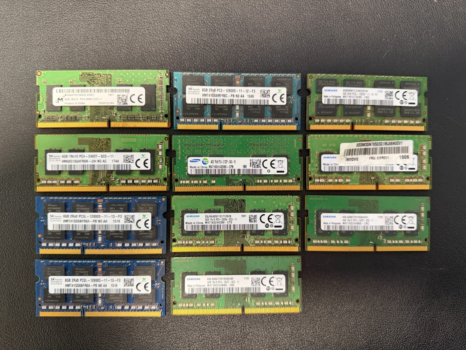Lot of 11 Miscellaneous Memory Cards -- SK Hynix, Samsung, Micron