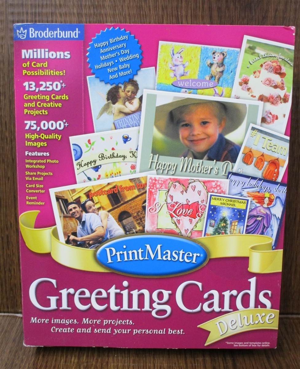 Software PC Print Master Greeting Cards Deluxe Win 98 2000 ME XP NEW Big Box
