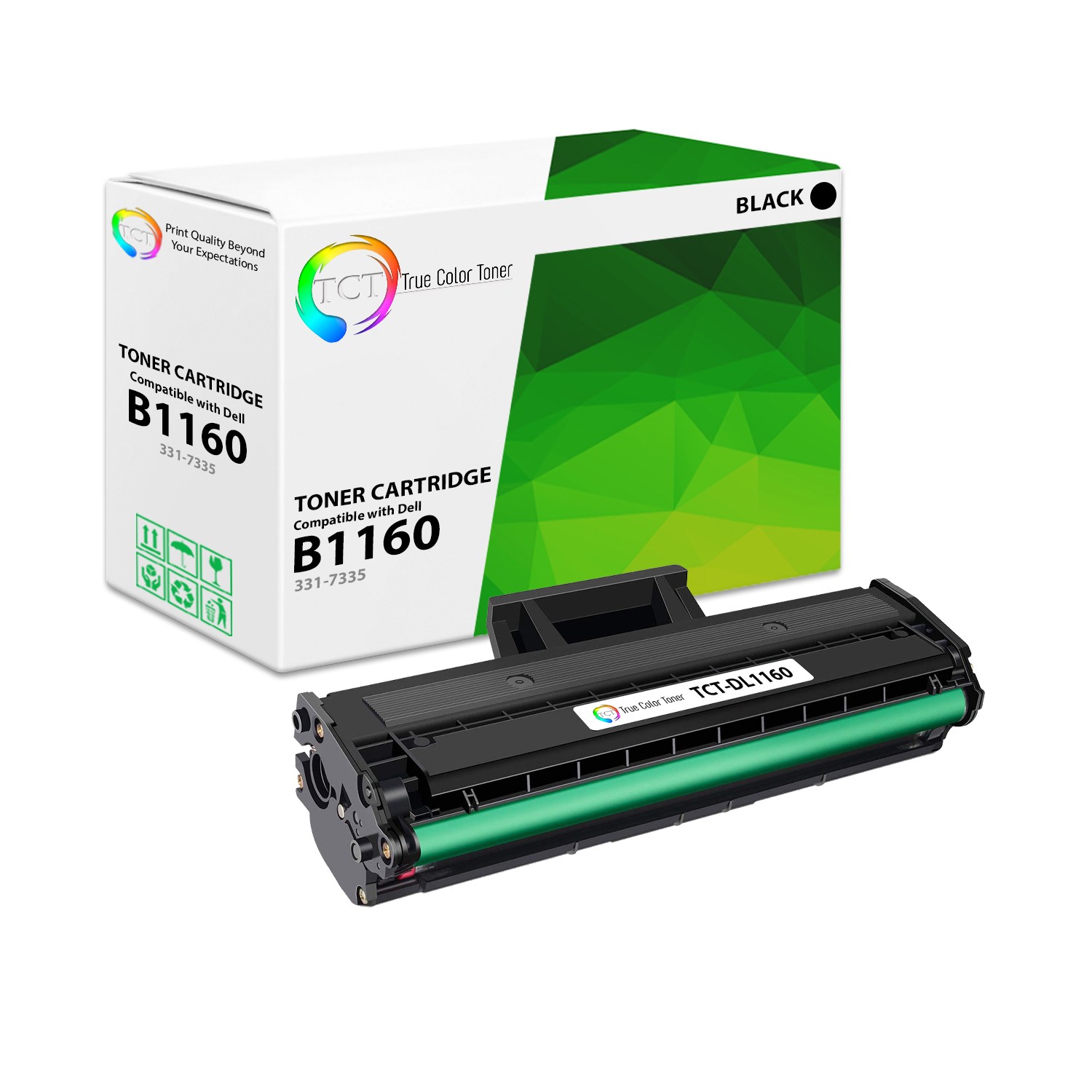TCT Black 331-7335 Laser Toner Cartridge For Dell B1160 B1160w B1165nfw