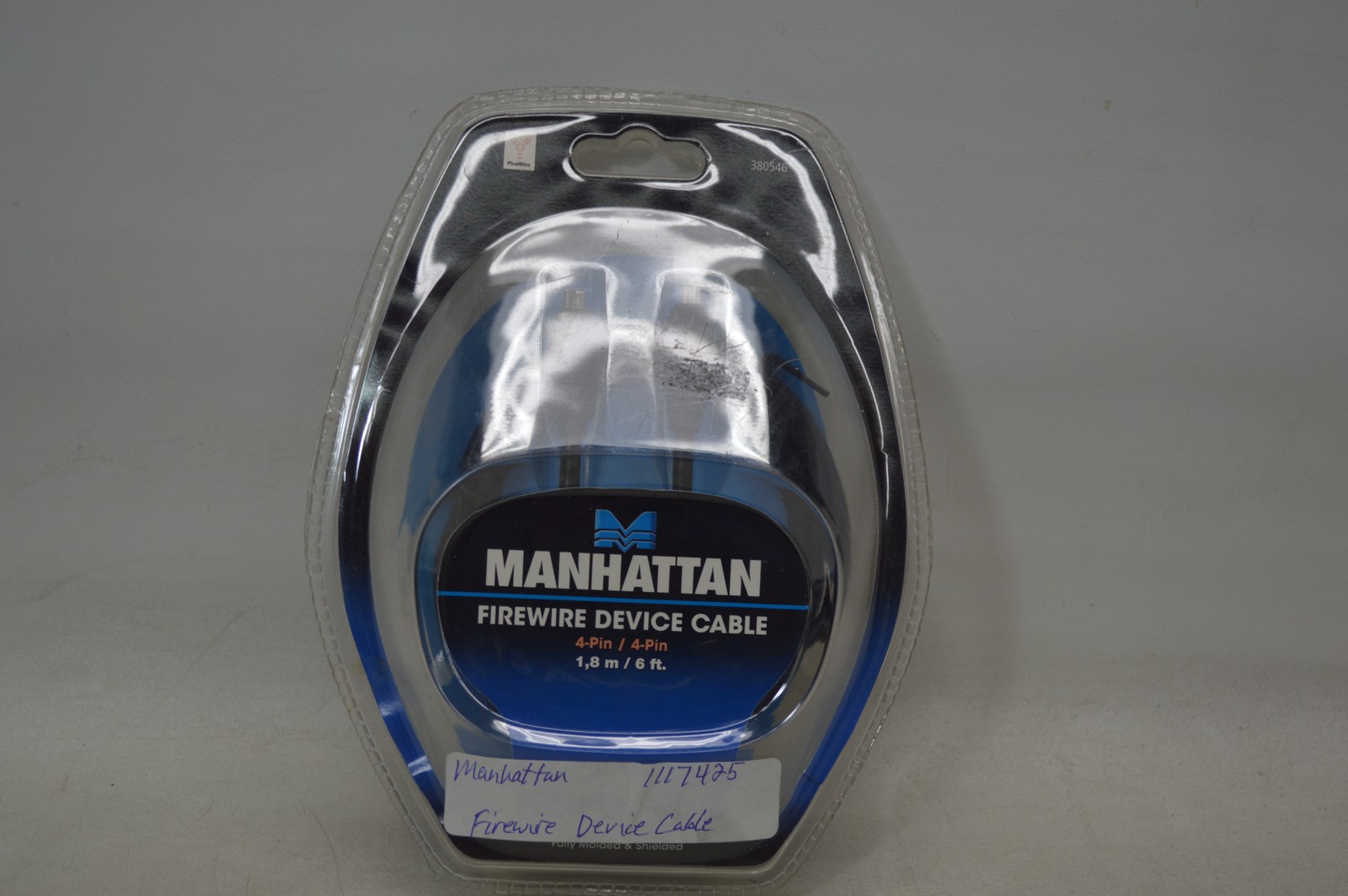 Manhattan FIREWIRE DEVICE CABLE 4-Pin / 4-Pin 1,8m / 6 ft. 380546 *New Unused*
