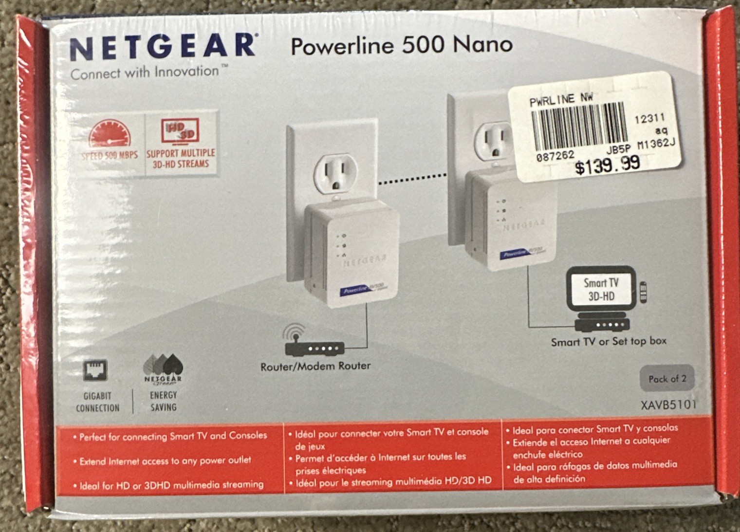 Netgear Powerline 500 Nano XAVB5101 - 100PAS NEW SEALED