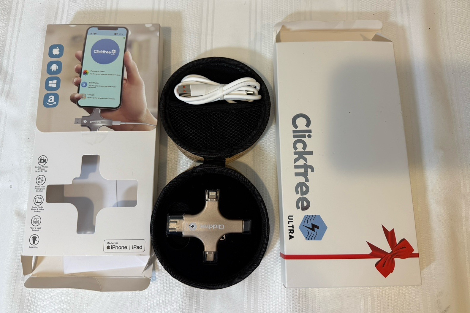 Clickfree Ultra 128GB Photo Backup Device with AI Editing Suite 
