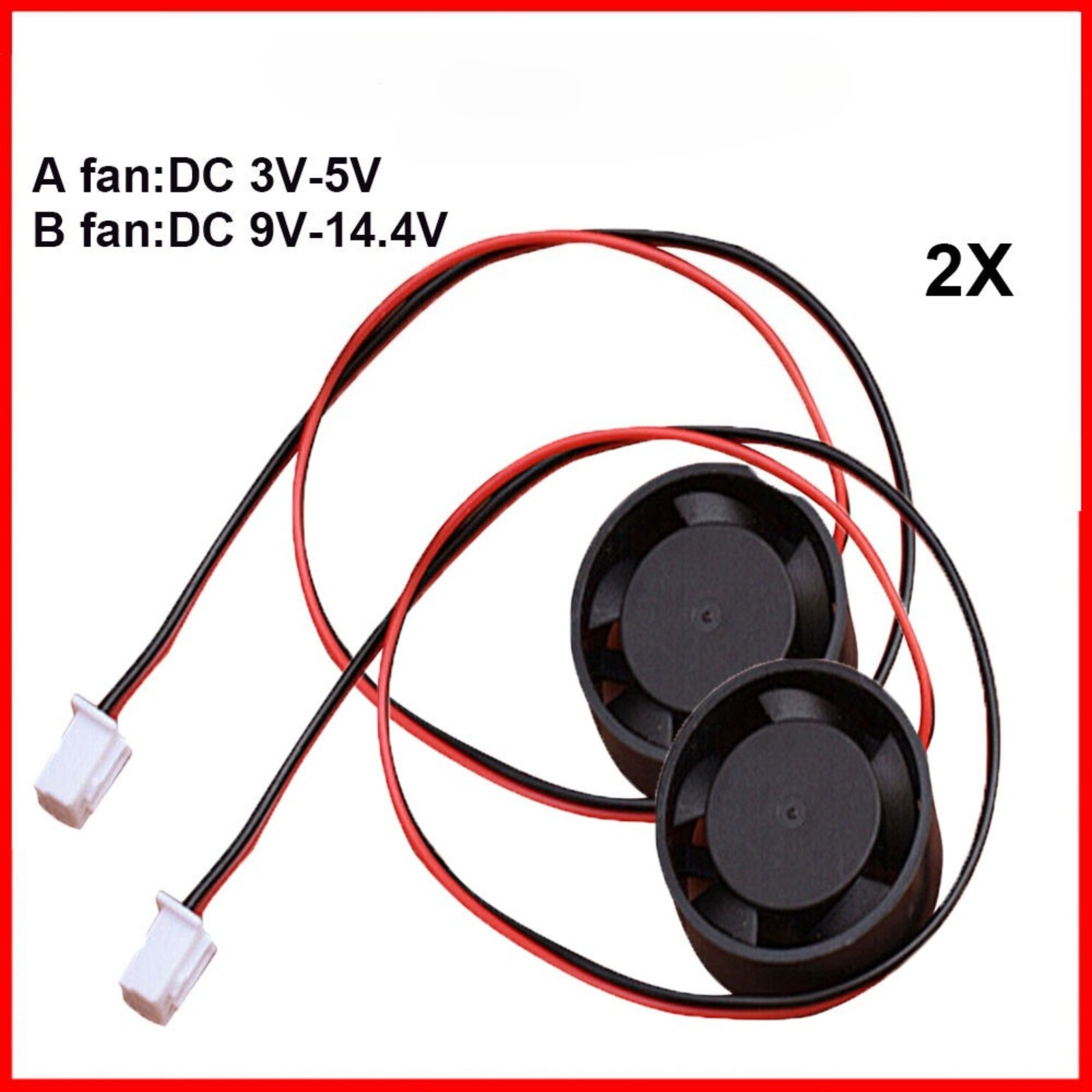 2pcs Quiet Large Air Volume Fan 2510 DC 5V 12V Brushless Cooling Fan 13800RPM 