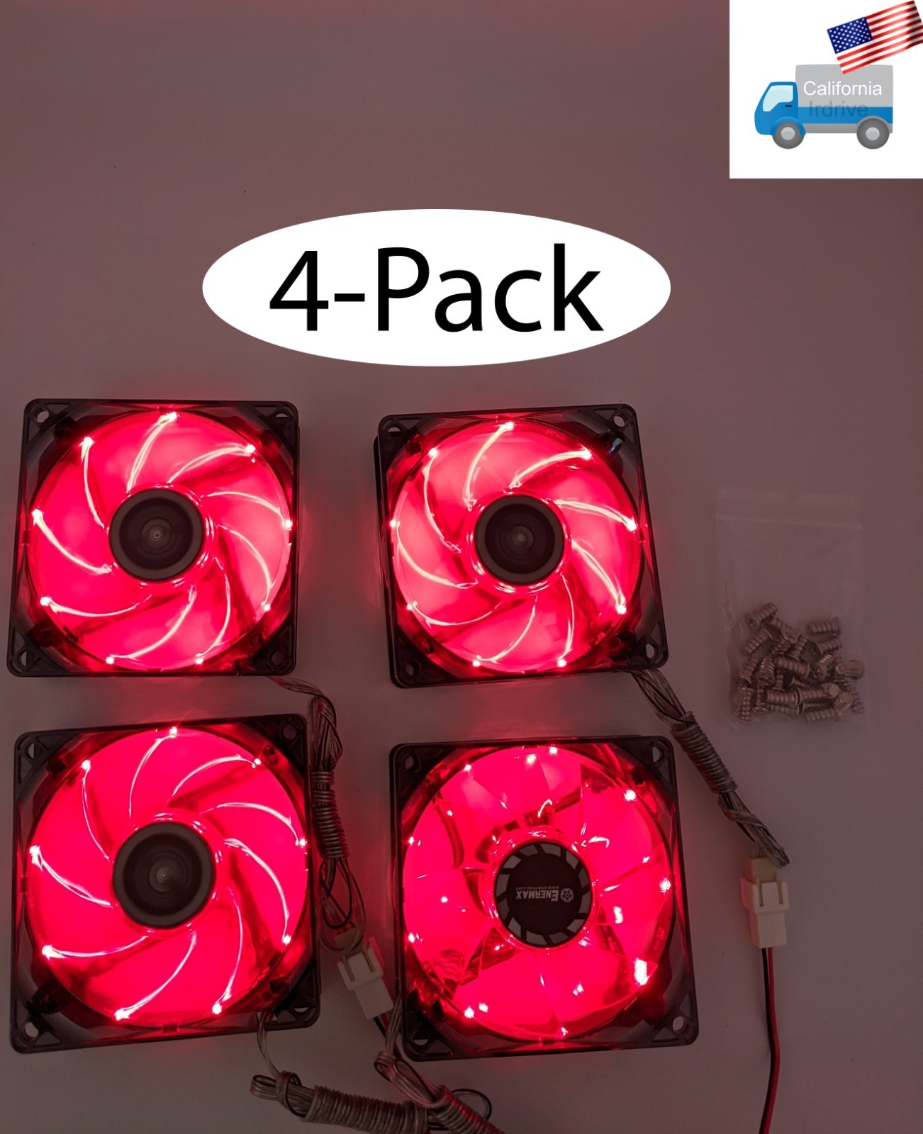 4-pack: NEW Enermax Twister 80mm x 25mm RED LED 3-pin PC Case Cooling Fan Cooler