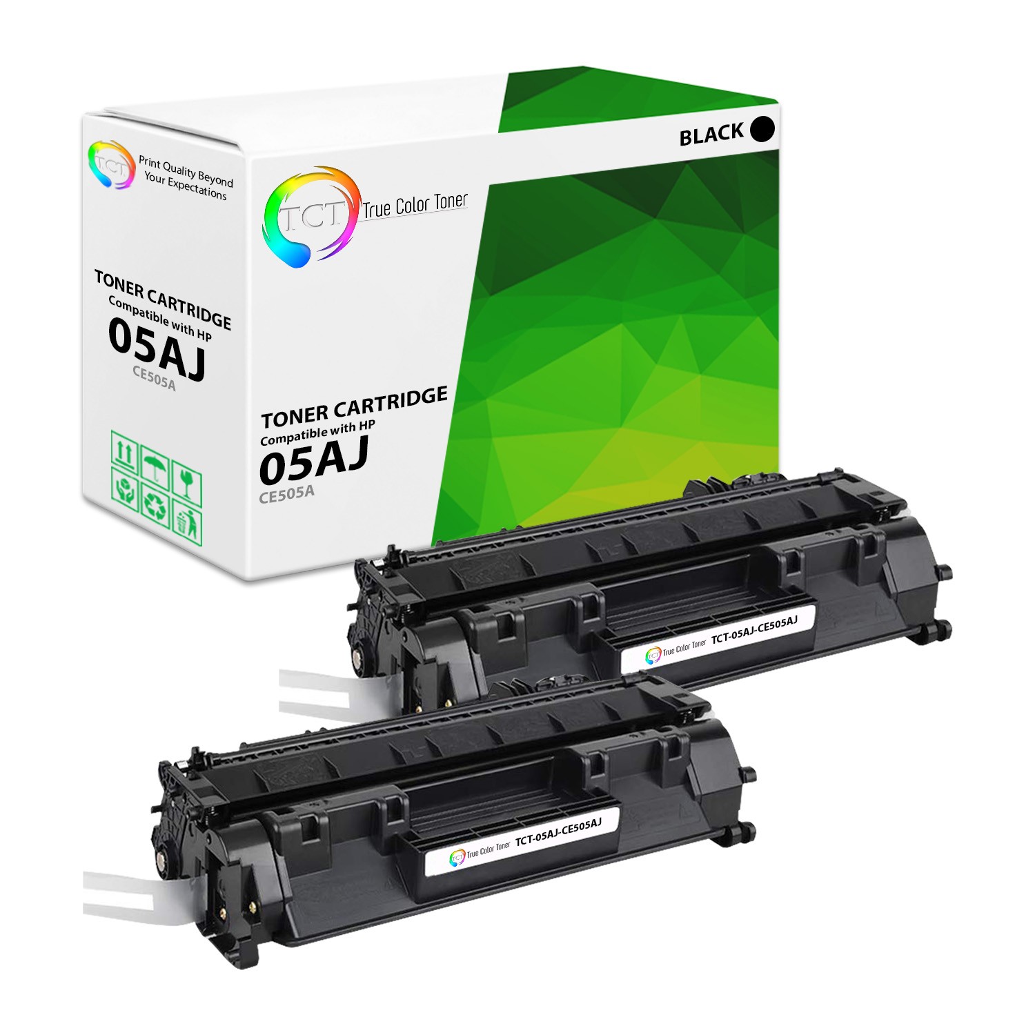 2Pk TCT Premium 05AJ CE505AJ Black Jumbo for HP P2035 P2035DN Compatible Toner